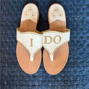 Jack Rogers Cream and Tan 'I Do' Sandals